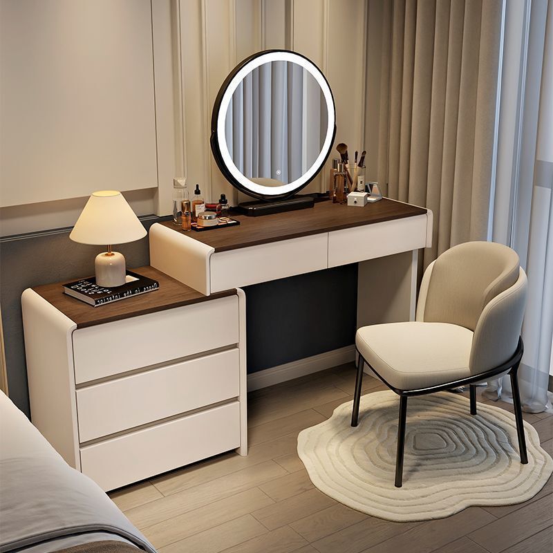 Dressing Table Bedroom Modern Simple Small Apartment Small Nordic Light Luxury All-in-One Solid Wood Makeup Table Storage Cabinet