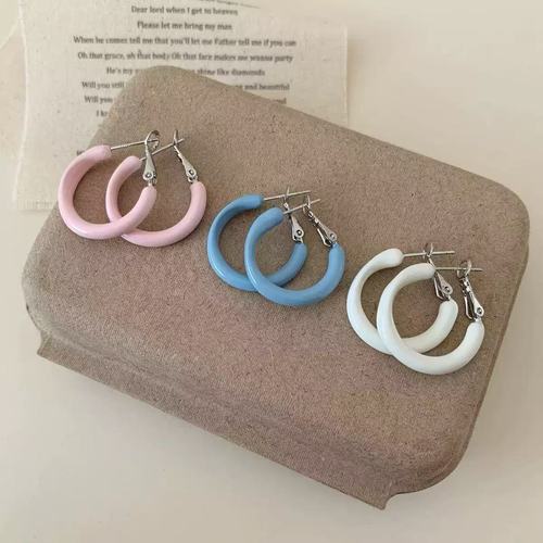 Macaron Colorful Droplet Oil Earrings for Women - Korean Niche, Instagram Fashion, Stylish and Elegant Commute Accessories, Versatile and Matchable Earrings