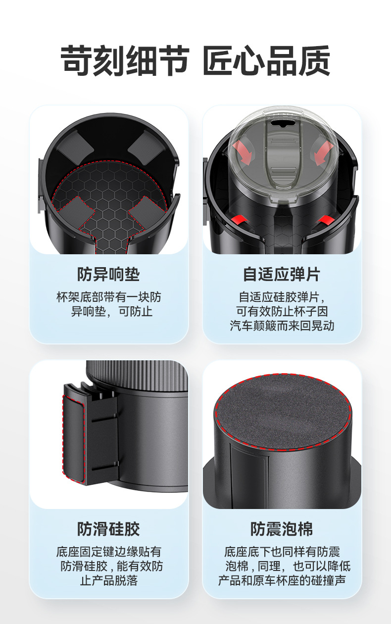 Car Cup Holder Expander 2-in-1 Car Cup Holder Drink Holder Phone Holder In-Car Large Cup Holder