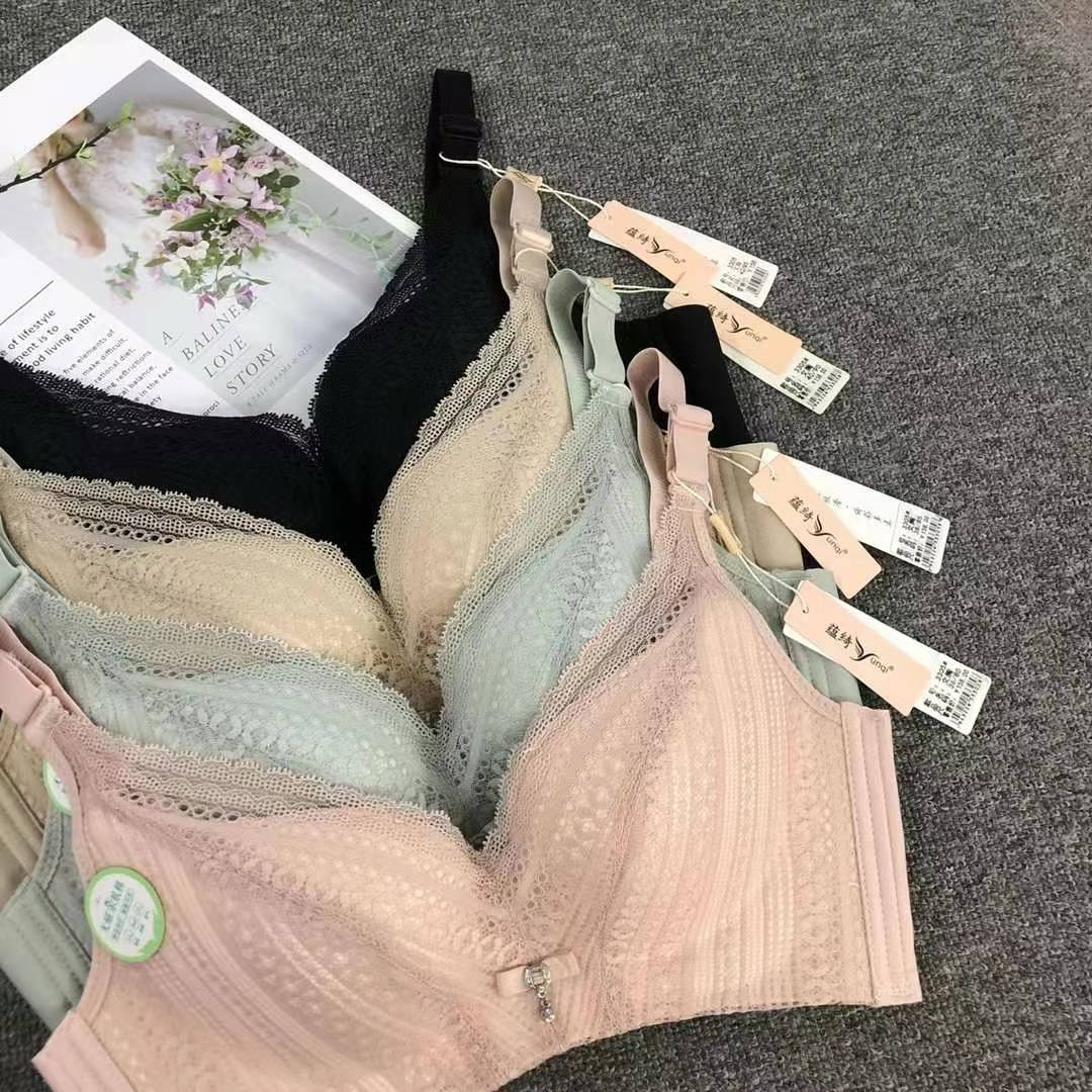 Nuevo sujetador de alta calidad de moda de encaje jacquard transpirable y cómodo ajuste lateral de pecho de botón múltiple ropa interior mujer image 3