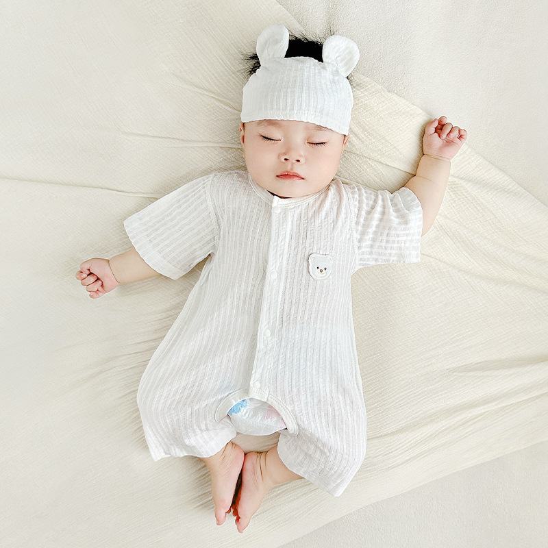 Mono de bebé verano para hombres y mujeres de manga corta delgada para niños pequeños mameluco de entrepierna abierta mameluco ropa de verano para bebés ropa para recién nacidos
