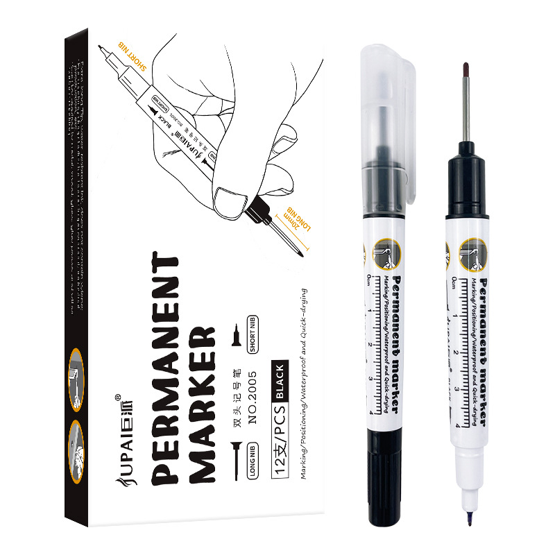 Doble cabeza de marcador de cabeza larga lápiz de marca impermeable de secado rápido lápiz de marca especial de carpintería 20mm lápiz de marca de cabeza larga en stock