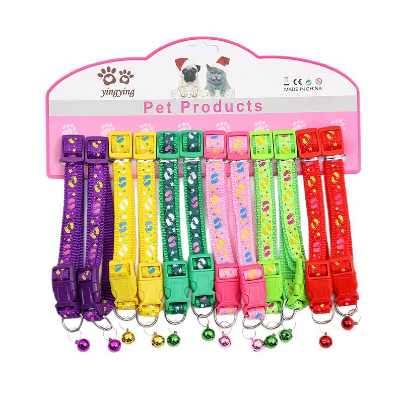 Transfronterizos nuevos collares de impresión de mascotas gatitos perros collares de dibujos animados coloridos 1.5 collares de mascotas pequeños al por mayor