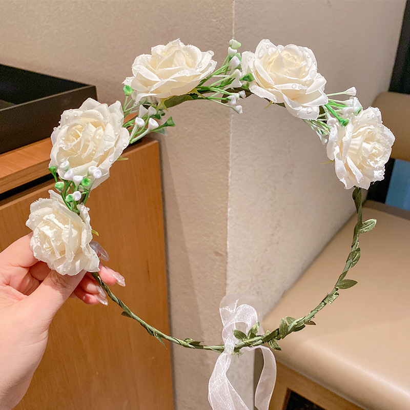 子供の頭飾りの花の子供の美しい花嫁の花輪の手の花の女の子のドレスは花の子供のアクセサリーの王女の頭の花を飾ります。|undefined