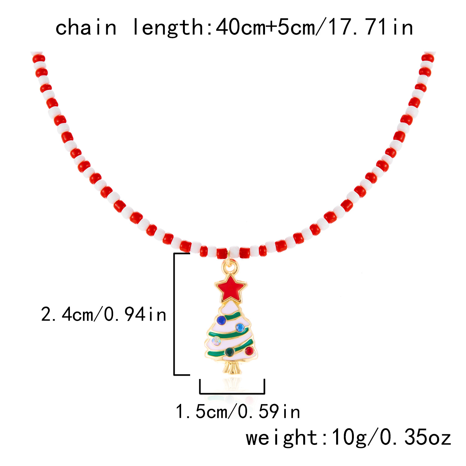 nouveau collier de perles fait main à la mode et polyvalent collier de perles de riz de sapin de Noël Père Noël femme_voghion.com