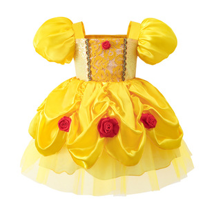 Children's Halloween Costume Super Mario Belle Princess Cosplay Performance Role-Playing Dress Dress