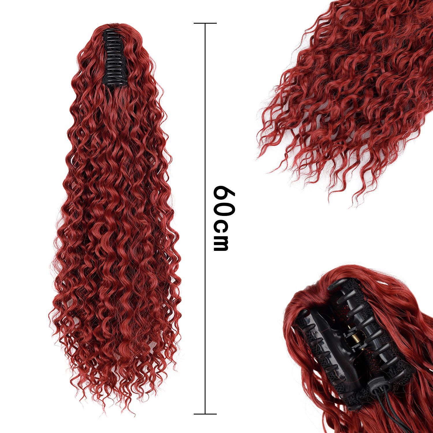 22 pulgadas comercio exterior agarrando clip de cabello rizado profundo cola de caballo esponjoso pequeño rollo natural latino trenzas de caballo fibra química peluca