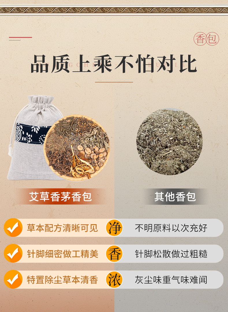 Mugwort Lemongrass Herbal Sachet Ai Cao Xiang Mao Fragrant Bag Dragon Boat Festival Hanging Pouch 50g in use