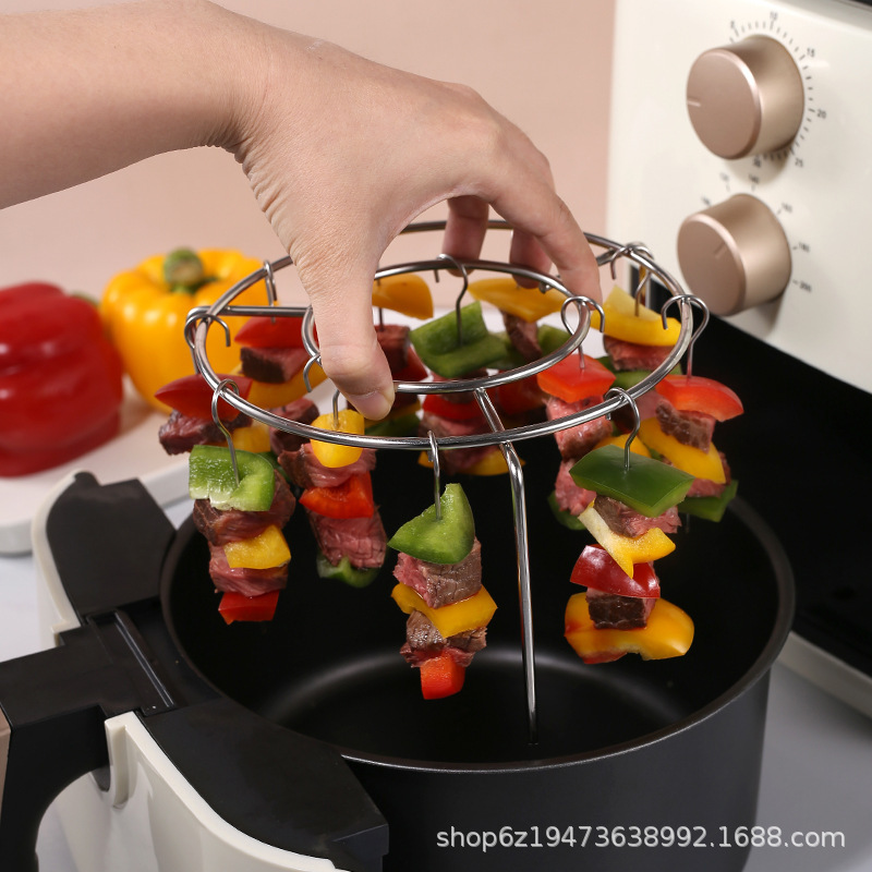 Freidora de aire, colgante vertical, bolsa de barbacoa, accesorios de brochetas de cordero, horno de herramientas de aguja de barbacoa de acero inoxidable de grado alimenticio