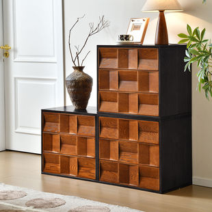 French Bedside Table, Ash Wood Antique Sideboard, Medium Door Module, Solid Wood Cupboard, Storage Cabinet, Living Room Storage Cabinet