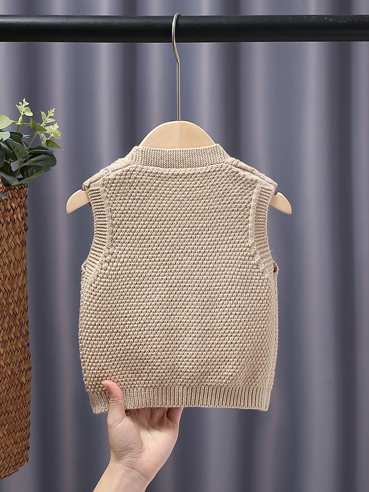 Chaleco de punto dividido para bebé Otoño e Invierno ropa exterior de bebé Chaleco de color sólido chaleco pequeño para chaqueta de niños medianos y pequeños