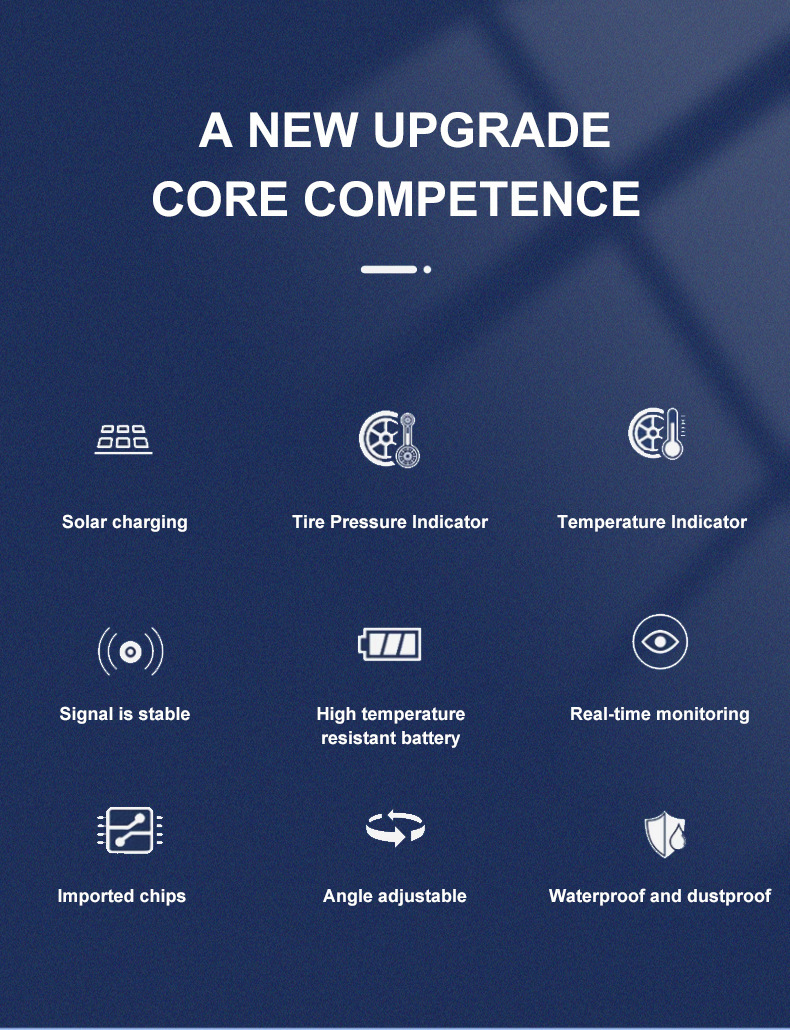 Cross-Border T14 Time and Temperature Display Large Screen Tire Pressure Monitor Built-In External Car Universal Wireless Solar