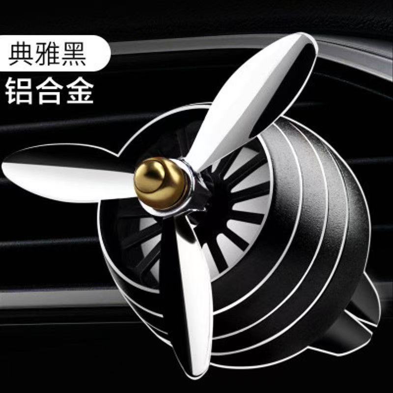 Car Decorative Aromatherapy with Light Aluminum Alloy Small Fan Air Conditioner Air Outlet Ornaments Car Interior Decoration Ornaments