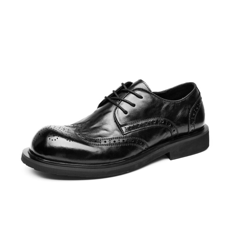 Genuine Leather Business Dress Men's Round Toe Leather Shoes Brooke Carved Old Low Top Trendy Shoes British Style Vintage Men's Shoes Genuine Leather Business Dress Men's Round Toe Leather Shoes Brooke Carved Old Low Top Trendy Shoes British Style Vintage Men's Shoes