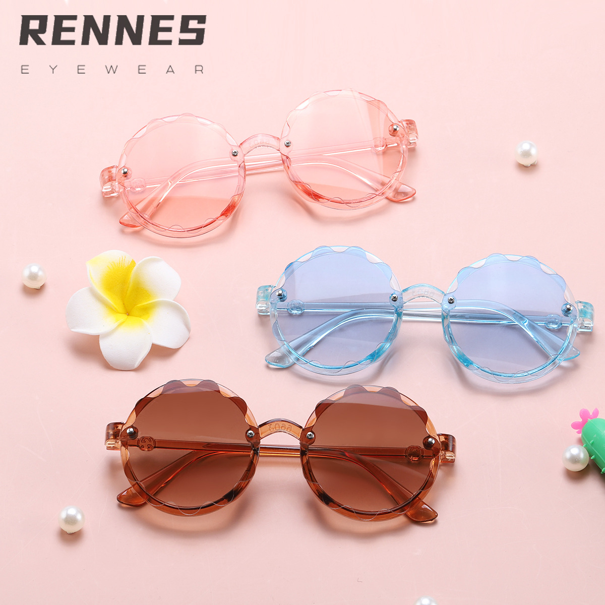 2021 nuevos niños ola océano gafas de sol moda irregular personalidad flor niños gafas de sol 8863