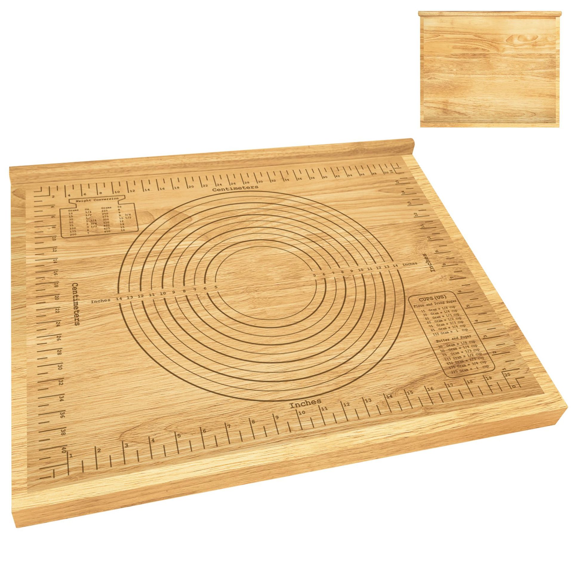 Wooden Household Kneading Board with Scale for Pastry and Pizza Making, Thickened Non-Slip Bread Board