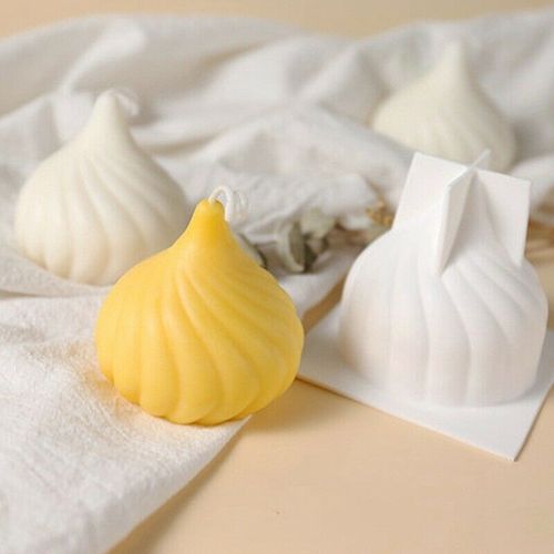 Three Trust Single Whirlwind Scented Candle Silicone Mold DIY Handmade Onion Head White Silicone Mold