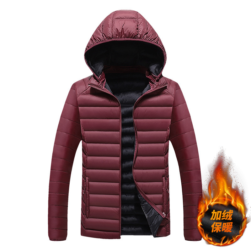 Otoño e invierno nuevo forro polar engrosado abajo abrigo de algodón acolchado chaqueta de los hombres cálido abrigo de algodón acolchado papá invierno casual Chaqueta de algodón acolchado de los hombres con capucha