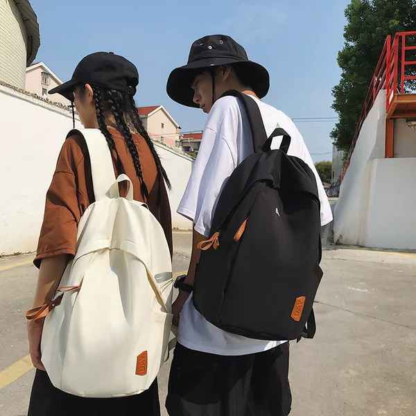 Simple and Fashionable Student Schoolbag Female Korean Version Trendy Solid Color Commuter Backpack Fashionable Casual Versatile Travel Backpack