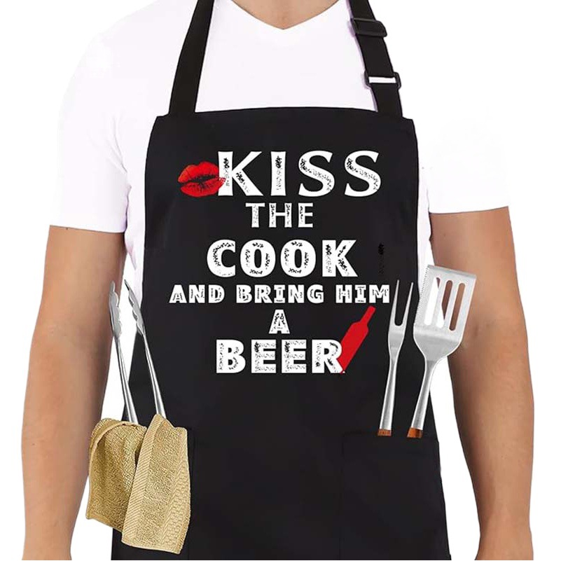 Amazon transfronterizo Venta caliente delantal de poliéster carta Halter restaurante ropa de trabajo hogar cocina delantal al por mayor personalizado