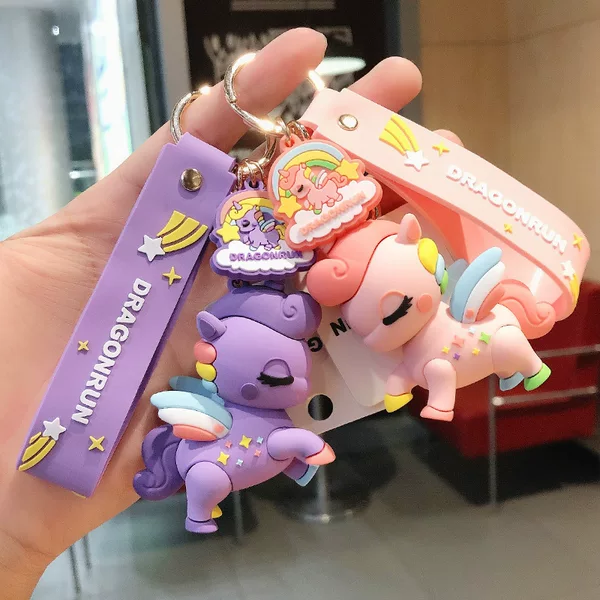 Second-Generation Rainbow Horse Keychain Korean Version Creative Unicorn Pendant Couple Small Gift Backpack Pendant Colorful Pony