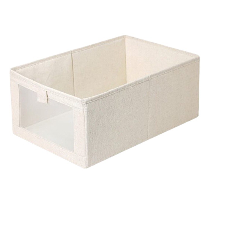 Caja de almacenamiento de ventana de algodón y lino, armario tipo cajón, caja de almacenamiento de acabado de ropa, caja de almacenamiento plegable grande para el hogar