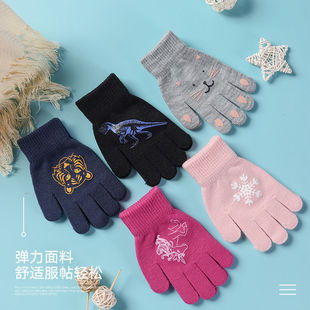 Children's gloves full finger winter five finger wool warm cold-proof cartoon cute little girl primary school boys