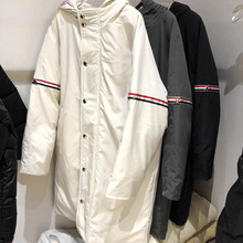 tb双袖标织带中长款白鸭绒羽绒服女冬季加厚保暖防风大衣连帽外套