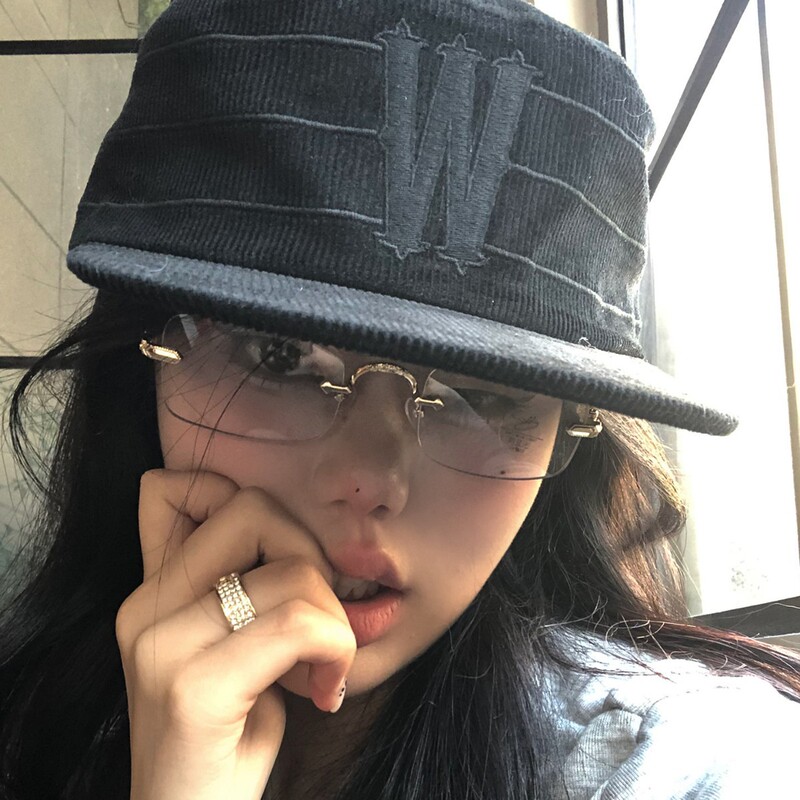 韩国韩系字母宽檐显脸小平顶棒球帽女春秋新大头围软顶鸭舌帽|undefined