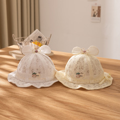 Baby Fisherman Hat 2024 New Style Fresh Floral Girls Princess Hat Thin Mesh Fabric Breathable Children Sun Hat