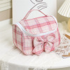 Student pleated skirt, cute cosmetic bag, handheld capacious shoulder bag, brand storage box with bow