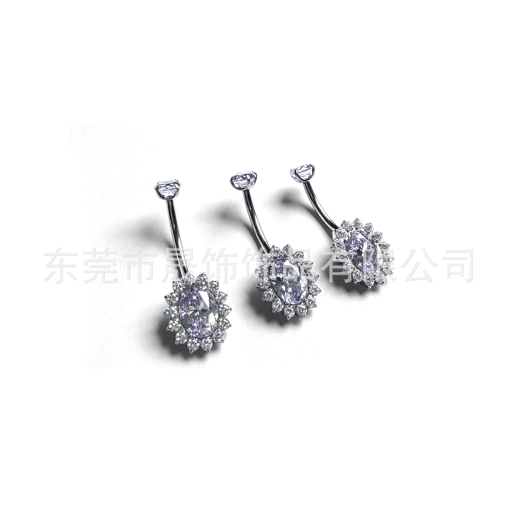 F136 Titanium Navel Ring 太阳 Flower 肚 Navel Ring Studded 5A Cubic Zirconia Navel Ring G23 Implant Grade Titanium Piercing Jewelry 脐饰