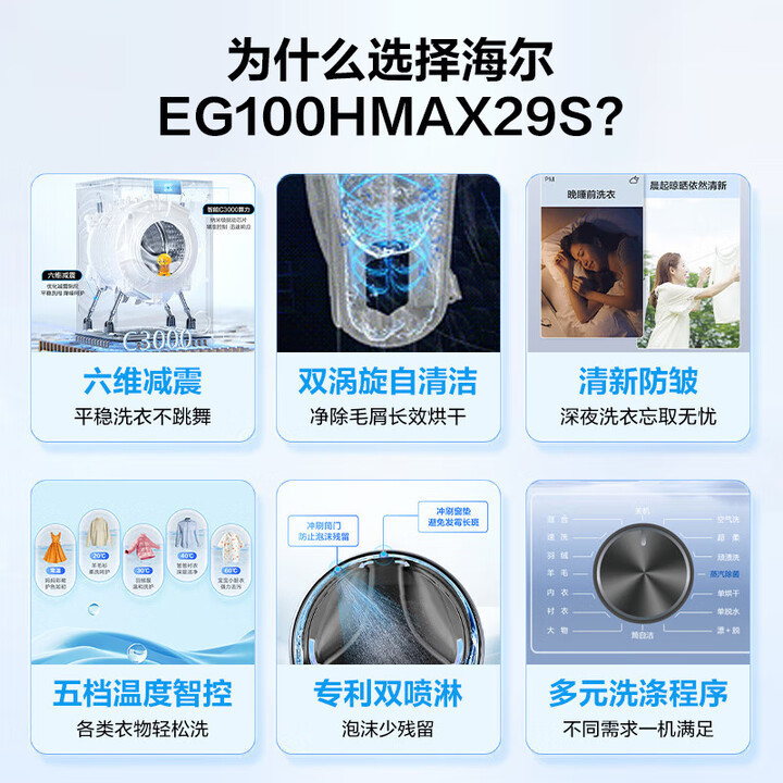 海尔滚筒洗衣机全自动洗脱洗烘一体机10/12公斤懒人家用大容量|undefined