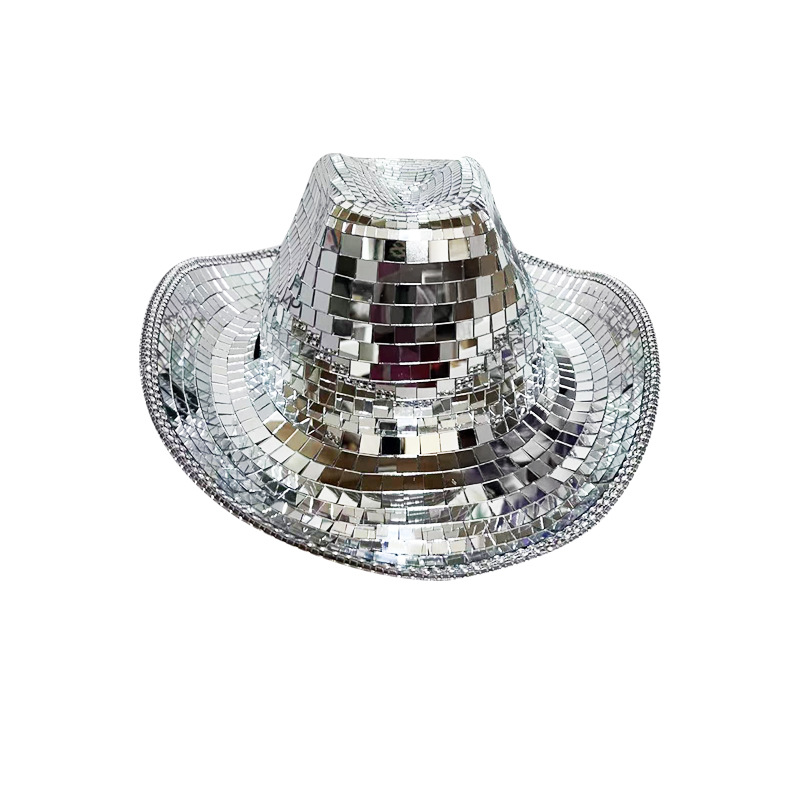 Disco Mosaico Sombrero para el sol Sombrero de pescador láser Disco Fiesta Decoración Espejo Sombrero de vaquero reflectante