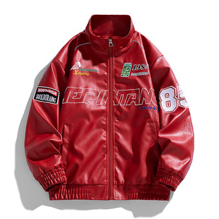 American-style Biker Jacket Men's Spring 2024 New High Street Trendy Brand Fashionable Top Loose Casual Jacket for Couples