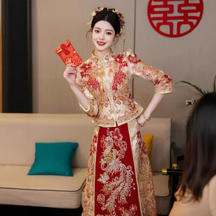 Luxurious Champagne-Colored Xiuhe Wedding Dress 2025 New Style Bride Traditional Chinese Toast Dress High-End Wedding Gown