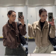 美式复古机车风立领牛仔外套女春秋新款宽松显瘦百搭辣妹夹克上衣