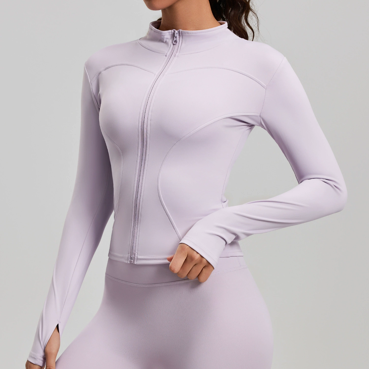 Дышащая йога-куртка — Slim-Fit с длинным рукавом для зала и бега, европейский стиль, размеры S–XXXL