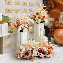 香檳色組合花藝擺件婚禮車展道具花卉路引柱台花櫥窗擺件仿真花球