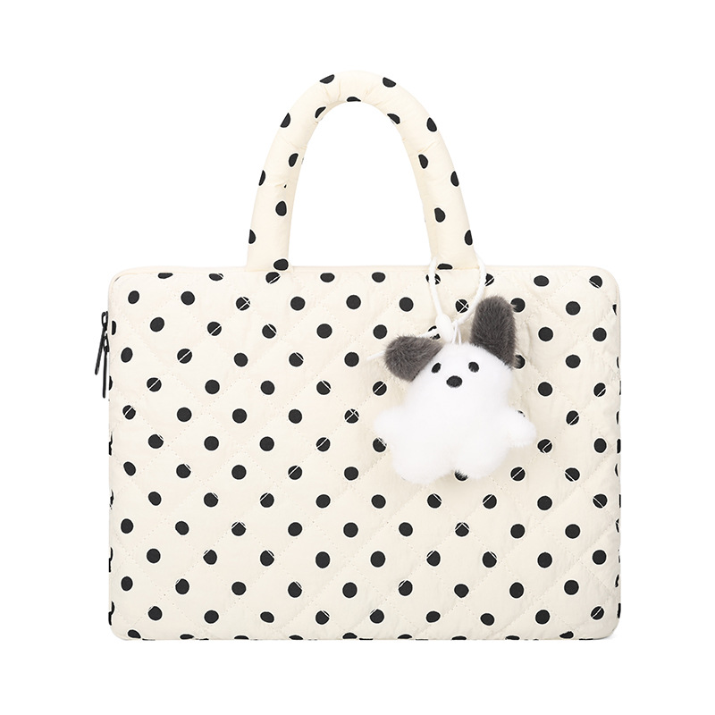 Korean-style heart-patterned polka dot fashion laptop bag and tablet bag 15.6inch padded shockproof handbag for female college students commuting