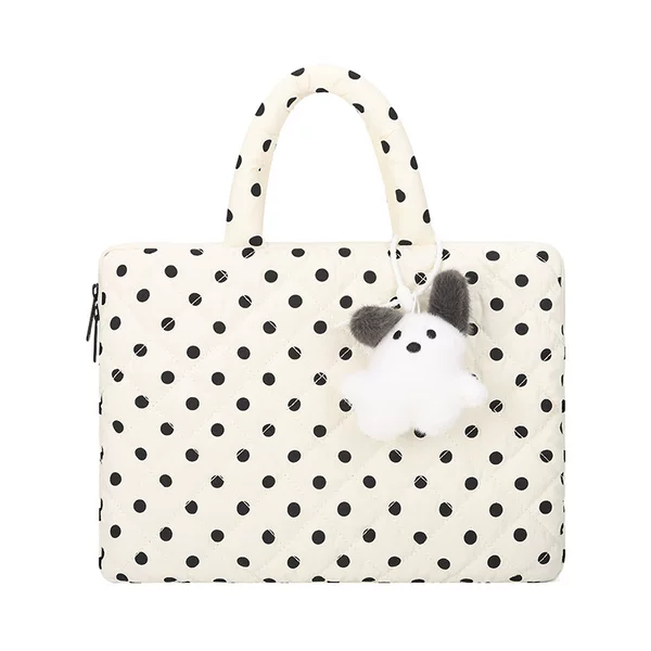 Korean-style heart-patterned polka dot fashion laptop bag and tablet bag 15.6inch padded shockproof handbag for female college students commuting