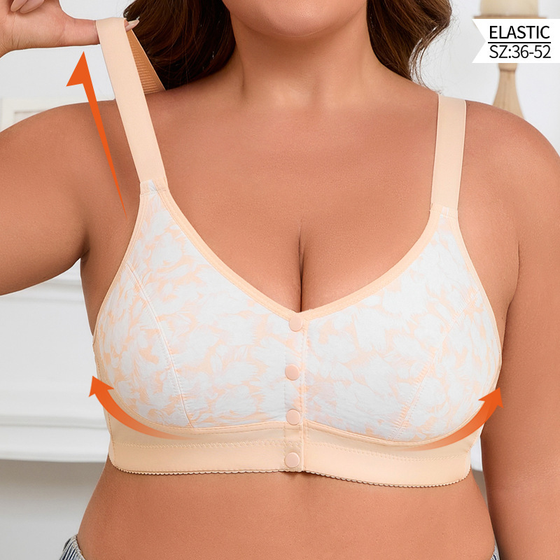 Front Buckle 36-52 Adjustable Shoulder Straps Large Size Printed No Rims Extra Large Size Bra Cross-Border European and American Size Intimates Front Buckle 36-52 Adjustable Shoulder Straps Large Size Printed No Rims Extra Large Size Bra Cross-Border European and American Size Intimates
