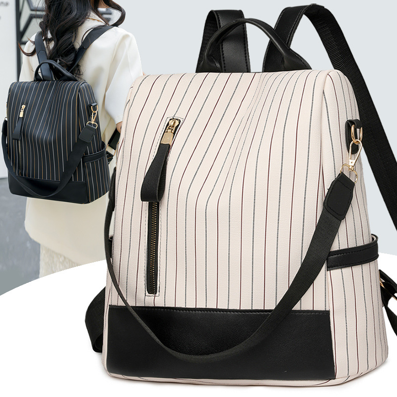 Bolsos para mujer 2024 nueva moda en contraste color para mujer mochila antirrobo para desplazamientos urbanos mochila de viaje de doble uso al por mayor