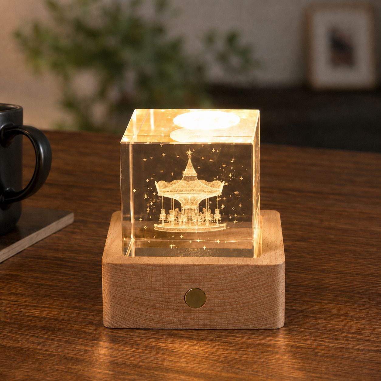 Lámpara de Noche de Cristal con Forma de Nube, Cubo Pequeño de Cristal, Adorno Creativo para Escritorio, Lámpara de Noche, Árbol de Cristal, Regalo para Niña, Transfronterizo