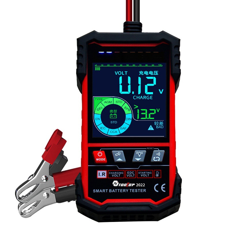Detector de batería OOLTOP pantalla a color de 3,2 pulgadas ET2201 reconocimiento automático de voltaje con temperatura inteligente 12V