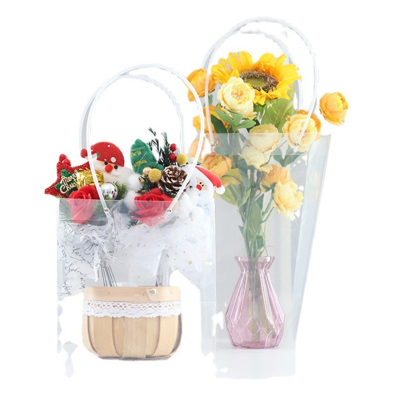 Bolsa de PVC transparente para arreglos florales del Día de la Diosa, bolsa impermeable para ramo de flores, caja de flores portátil, bolsa de embalaje para flores