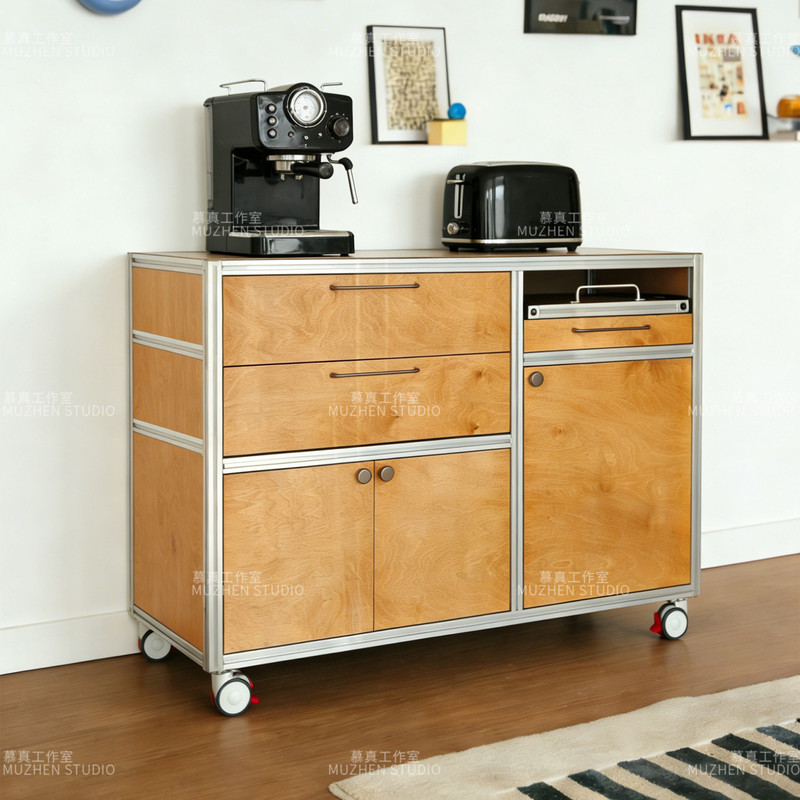 Small Apartment Mobile Sideboard, Bauhaus Coffee Machine Workstation, Aluminum Profile Marine Board Storage Cabinet, Storage Cabinet