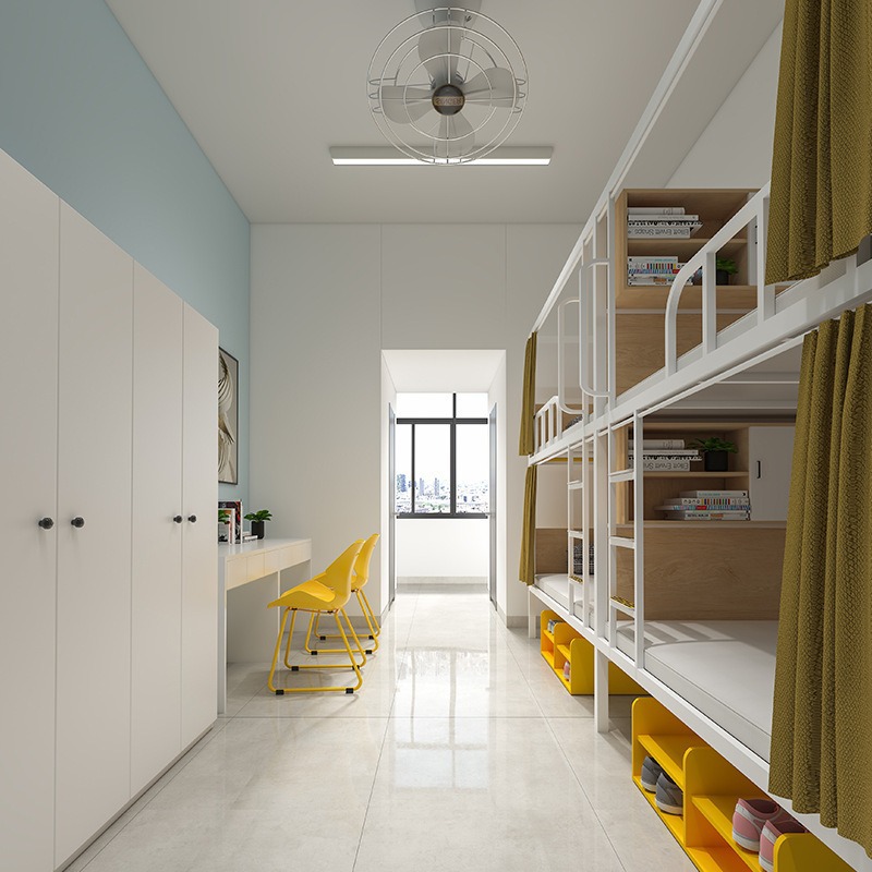 Cama litera doble para apartamento o dormitorio, estructura de acero, resistente