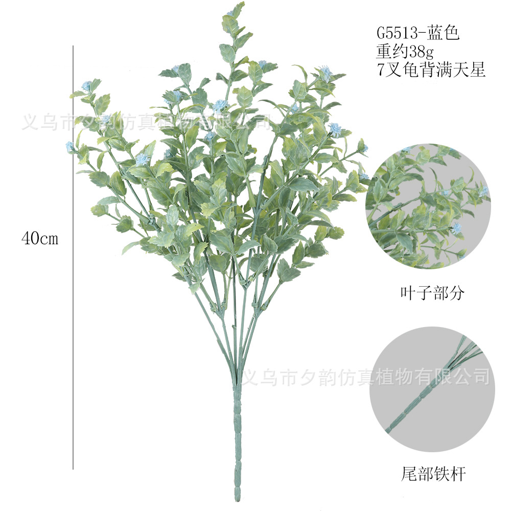 G5513-밀크블루 7갈래 거북등 안개꽃