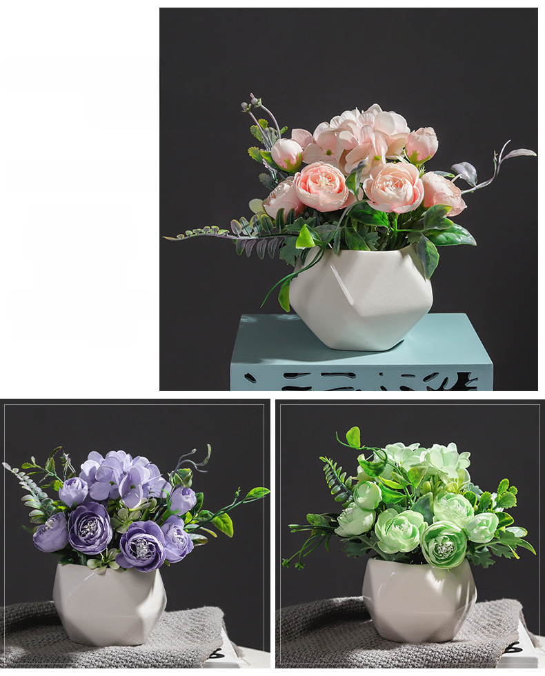 Északi egyszerű geometrikus művirágdíszek nappali étkezőasztal cserepes növénydíszek otthon zöld növény bonsai virágdíszek_voghion.com